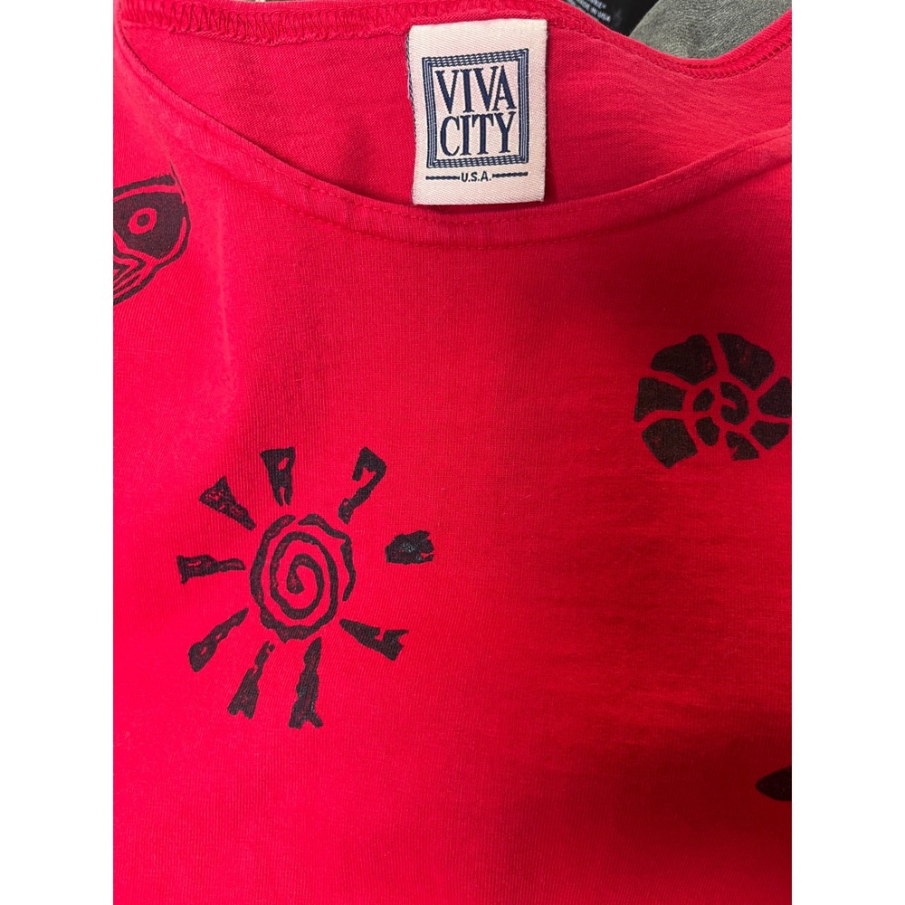 Viva City Red Cotton Beach Nautical Print Casual Dress‎ Pockets Size L - Picture 6 of 10